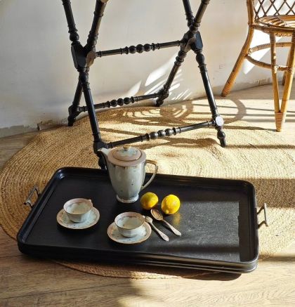 Ancienne servante / table plateau pliant noir