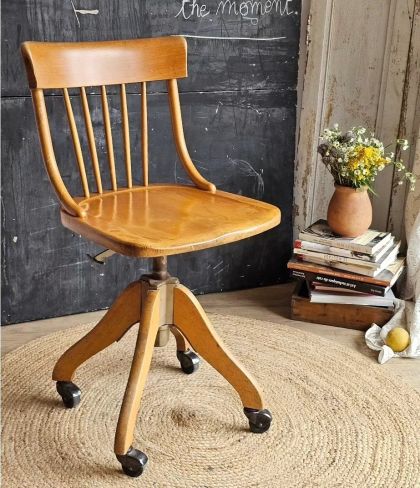 Ancienne chaise d'atelier pivotante fabrication Suisse Girsberger de 1955