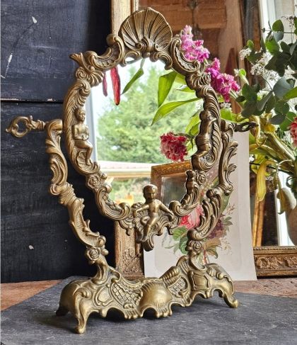 Ancien miroir de table psyché au style baroque