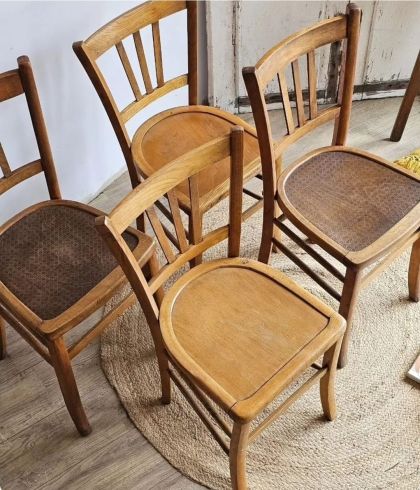 Anciennes chaises de bistrot bois lot de 4