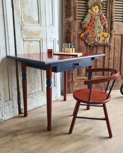 Ancien bureau table enfant et chaise Wisa Gloria 1950