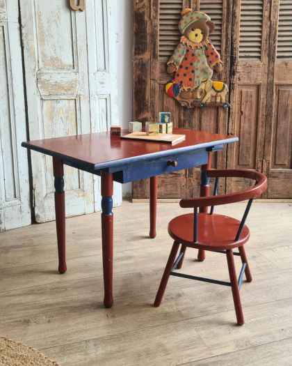 Ancien bureau table enfant et chaise Wisa Gloria 1950