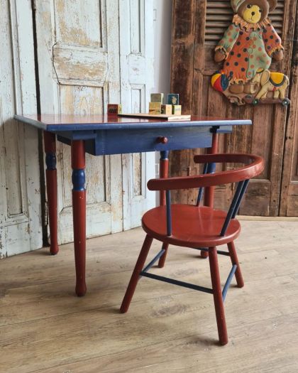 Ancien bureau table enfant et chaise Wisa Gloria 1950