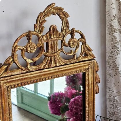 Magnifique miroir trumeau Louis XVI en bois doré fin XVIIIe