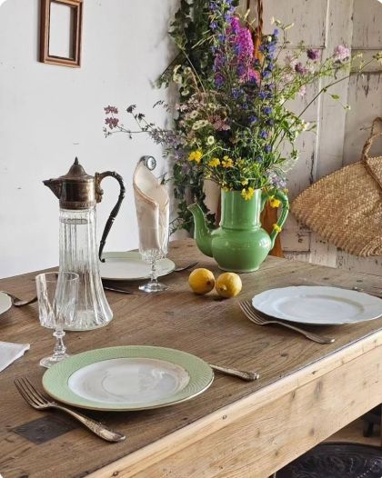 Ancienne table de ferme plateau chêne pied fuseau