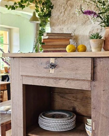 Ancien meuble en chêne étagères et tiroir bibliothèque vaisselier