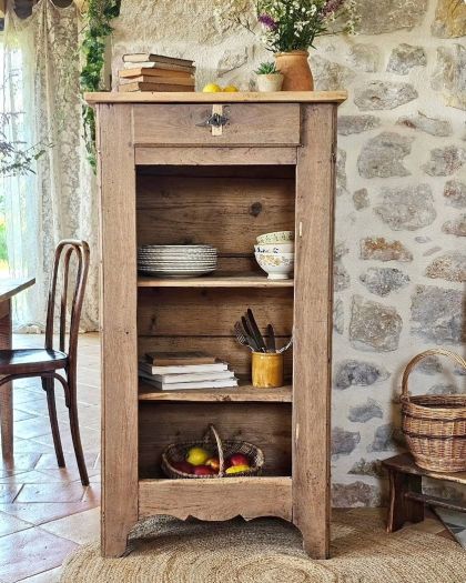 Ancien meuble en chêne étagères et tiroir bibliothèque vaisselier