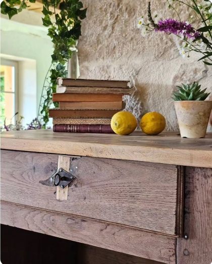 Ancien meuble en chêne étagères et tiroir bibliothèque vaisselier