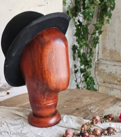 Tête à chapeau en bois chapelier déco & boutique