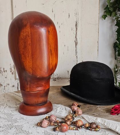 Tête à chapeau en bois chapelier déco & boutique