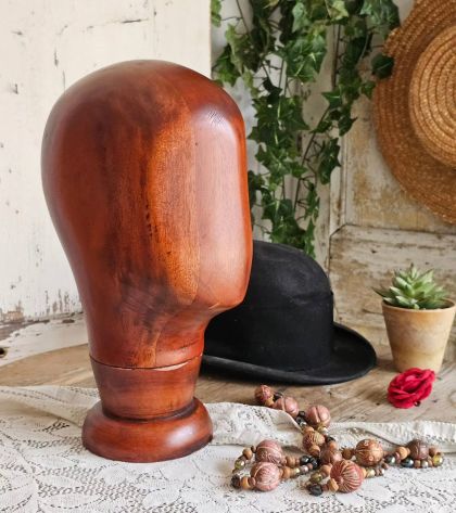 Tête à chapeau en bois chapelier déco & boutique