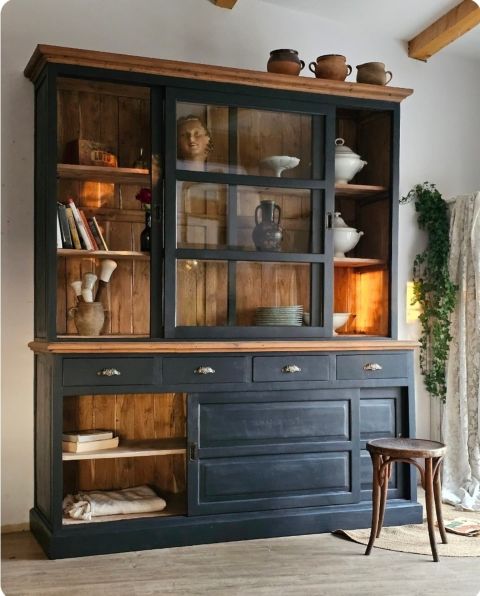 Grand Meuble Vitrine Biblioth que Vaisselier Portes Coulissantes grand-meuble-vitrine-biblioth-que-vaisselier-portes-coulissantes
