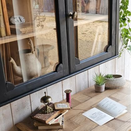Ancienne vitrine noire début XXe à poser ou à accrocher