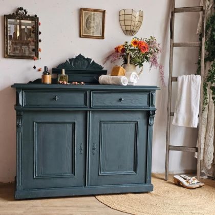 Ancien buffet meuble de rangement bahut 2 tiroirs 2 portes joli fronton