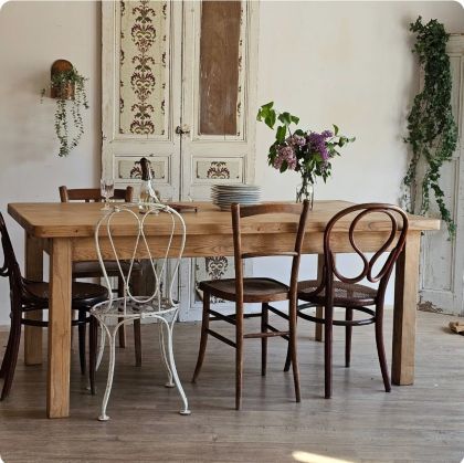 Grande table de ferme à rallonges en frêne  modulable