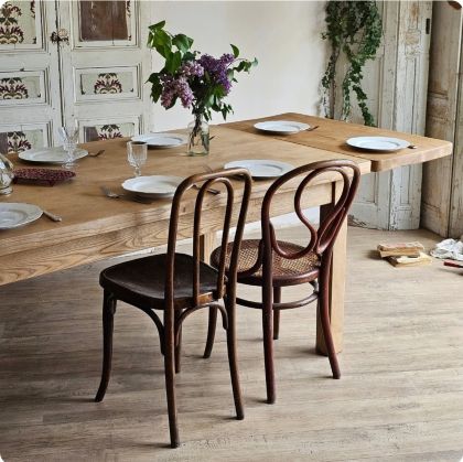 Grande table de ferme à rallonges en frêne  modulable