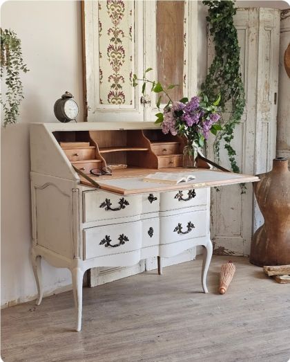 Ancienne commode scriban / secrétaire style Louis XV début XXe