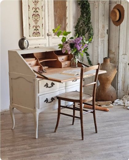 Ancienne commode scriban / secrétaire style Louis XV début XXe