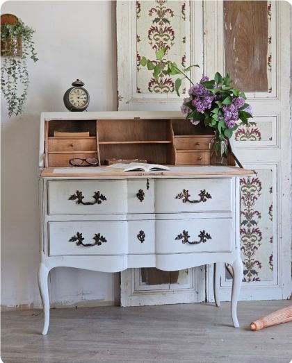 Ancienne commode scriban / secrétaire style Louis XV début XXe