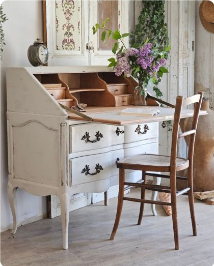 Ancienne commode scriban / secrétaire style Louis XV début XXe