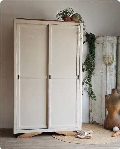Ancienne grande armoire penderie portes coulissantes années 30/40