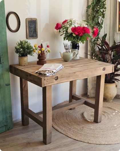 Ancien meuble de métier en chêne / établi