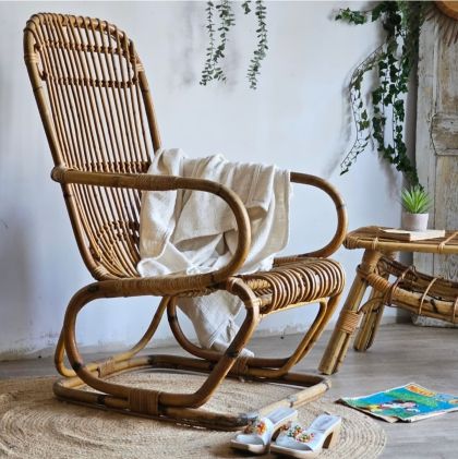 Ancien fauteuil en rotin années 50 style Tito Agnoli