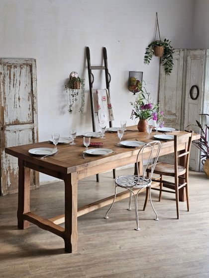 Grande table de ferme en noyer superbe veinage avec tiroir