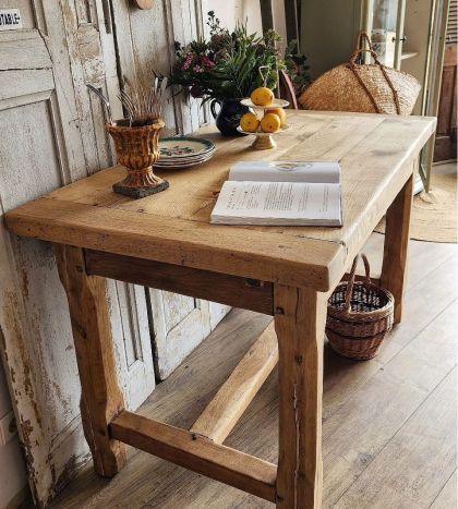 Ancienne table de ferme en chêne table d'appoint bureau