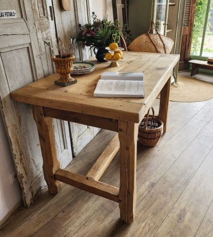 Ancienne table de ferme en chêne table d'appoint bureau