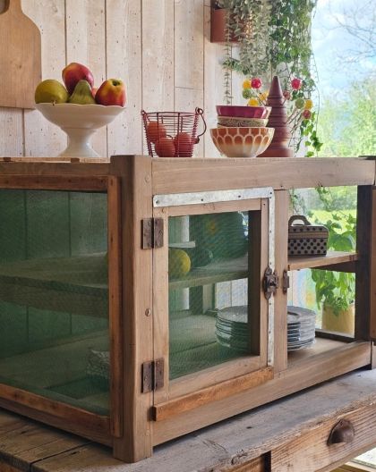 Ancien grand garde-manger début 20e chêne et sapin
