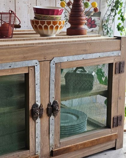 Ancien grand garde-manger début 20e chêne et sapin
