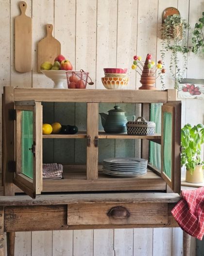 Ancien grand garde-manger début 20e chêne et sapin