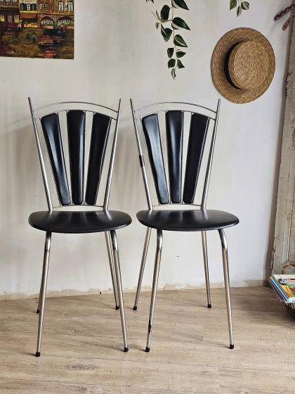 Paire de chaises Soudexvinyl Modèle 3 pétales des années 50/60