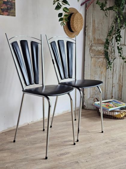 Paire de chaises Soudexvinyl Modèle 3 pétales des années 50/60