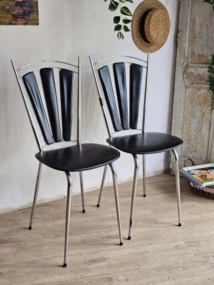 Paire de chaises Soudexvinyl Modèle 3 pétales des années 50/60