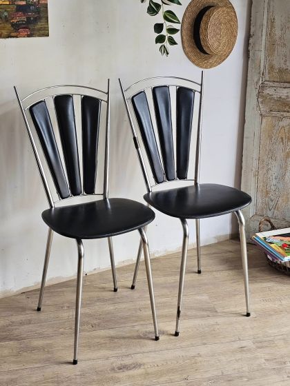 Paire de chaises Soudexvinyl Modèle 3 pétales des années 50/60