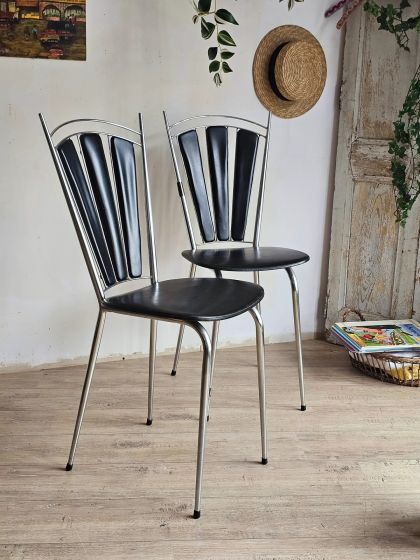 Paire de chaises Soudexvinyl Modèle 3 pétales des années 50/60