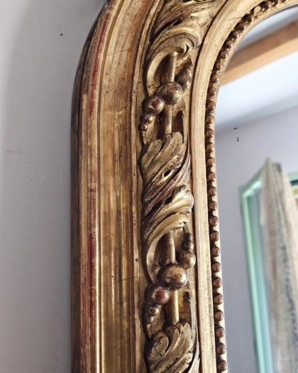 Très grand miroir doré à la feuille d'or, époque Napoléon III, fin XIXe siècle