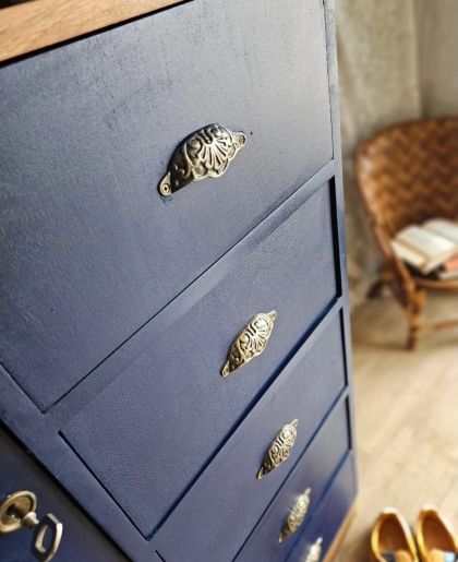 Ancien meuble vestiaire asymétrique, armoire penderie tiroirs