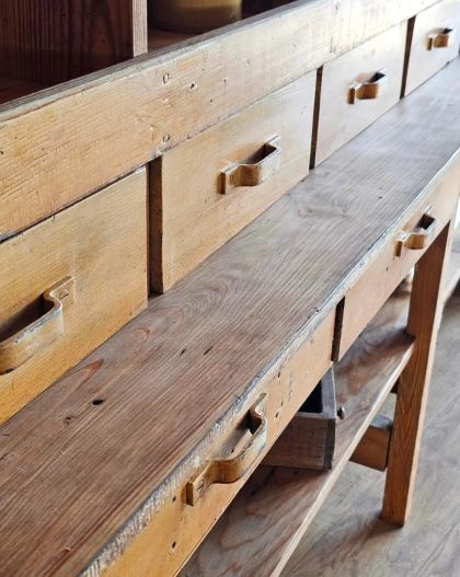 Ancien meuble de métier début 20e patine d'origine avec ,tiroirs, casiers, étagère