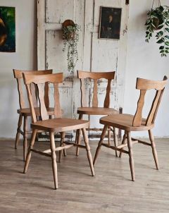 Suite de 4 chaises Baumann en bois massif style western années 70