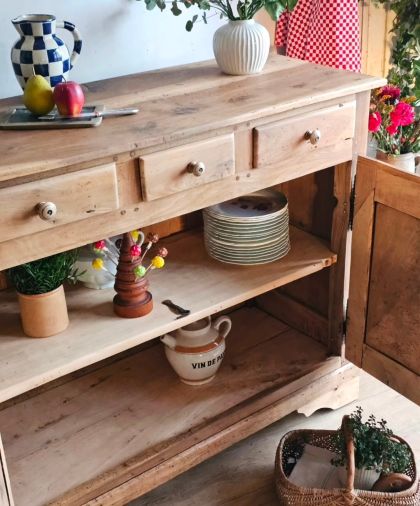 Ancien grand buffet fin XIXe début XXe en noyer 3 tiroirs