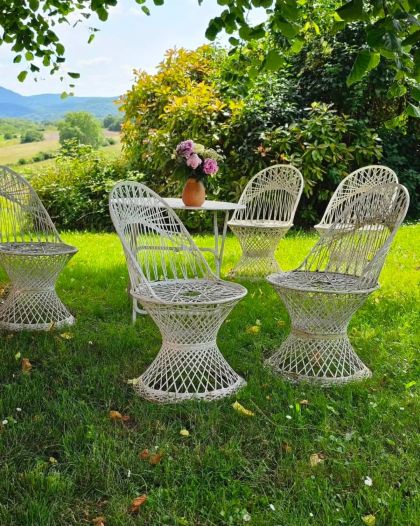 6 chaises en fibre de verre filée de Russell Woodard années 60