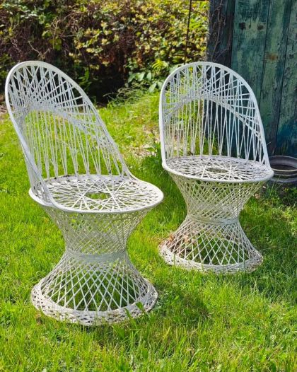 6 chaises en fibre de verre filée de Russell Woodard années 60