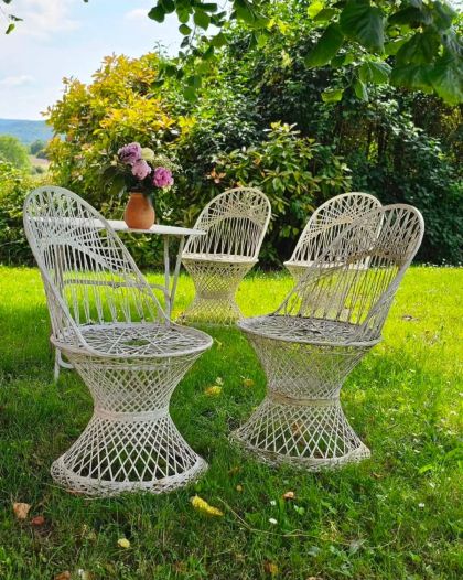 6 chaises en fibre de verre filée de Russell Woodard années 60