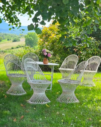 6 chaises en fibre de verre filée de Russell Woodard années 60