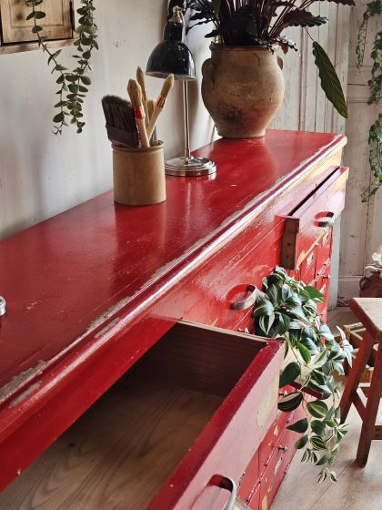 Ancien grand meuble de métier à clapets circa 1930-1950