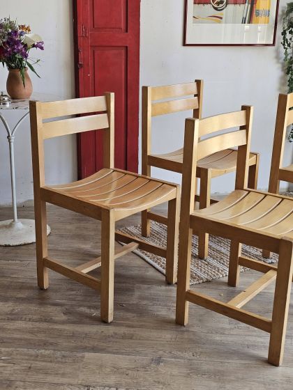 Suite de 4 chaises en hêtre André Sornay années 60