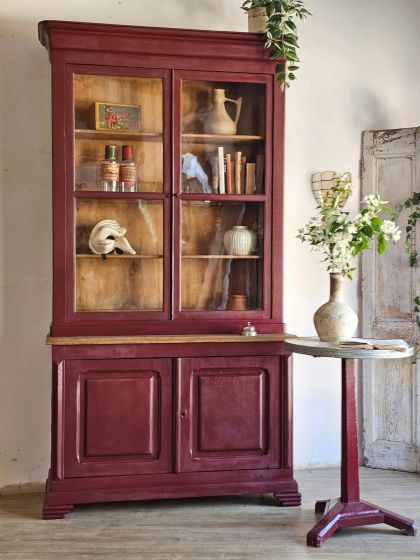 Ancienne vitrine bibliothèque buffet deux corps fin XIXe début XXe